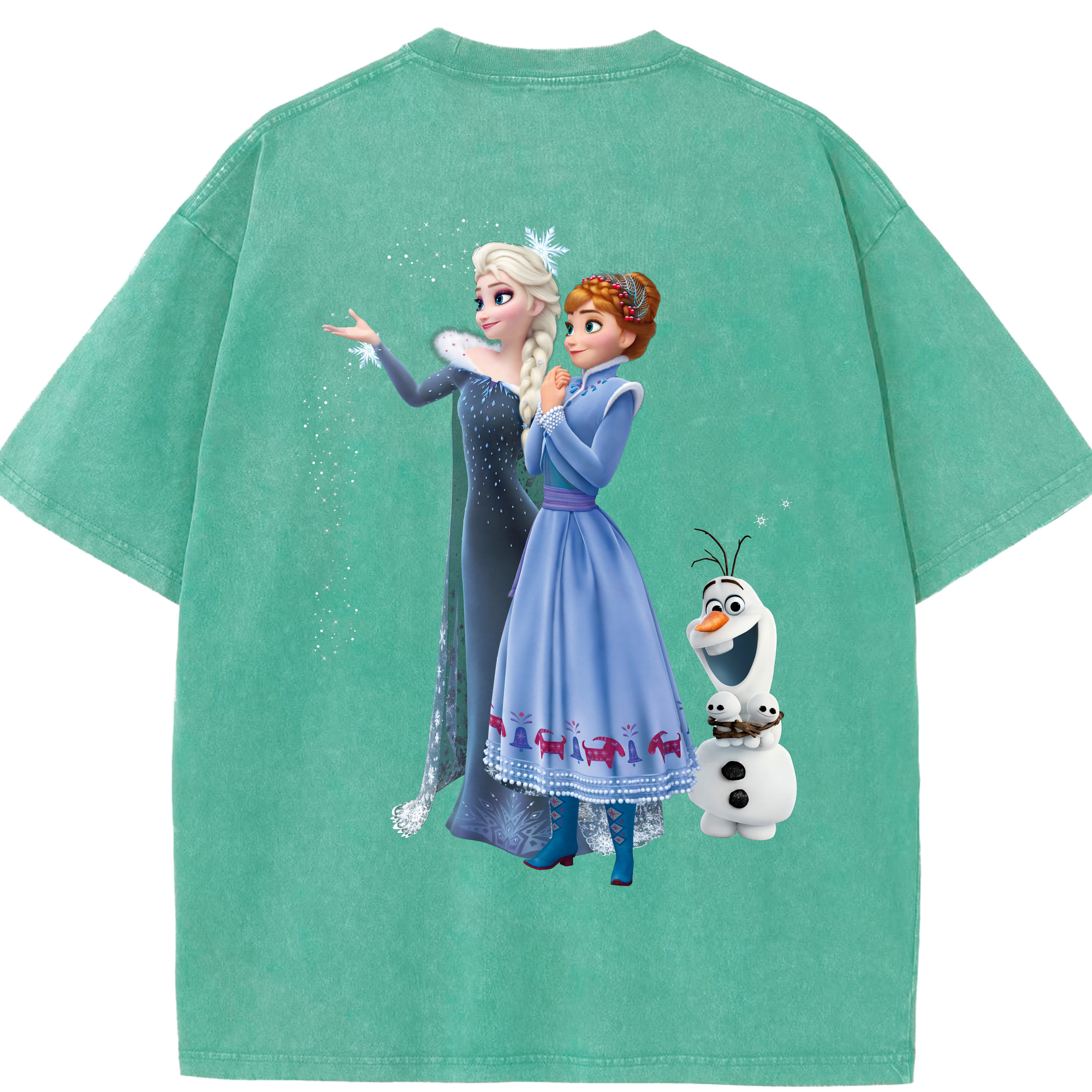 （画像用） アナと雪の女王 アンナ エルサ Frozen Anna Elsa 綿100% ヴィンテージ風 半袖Tシャツ（背面プリント）